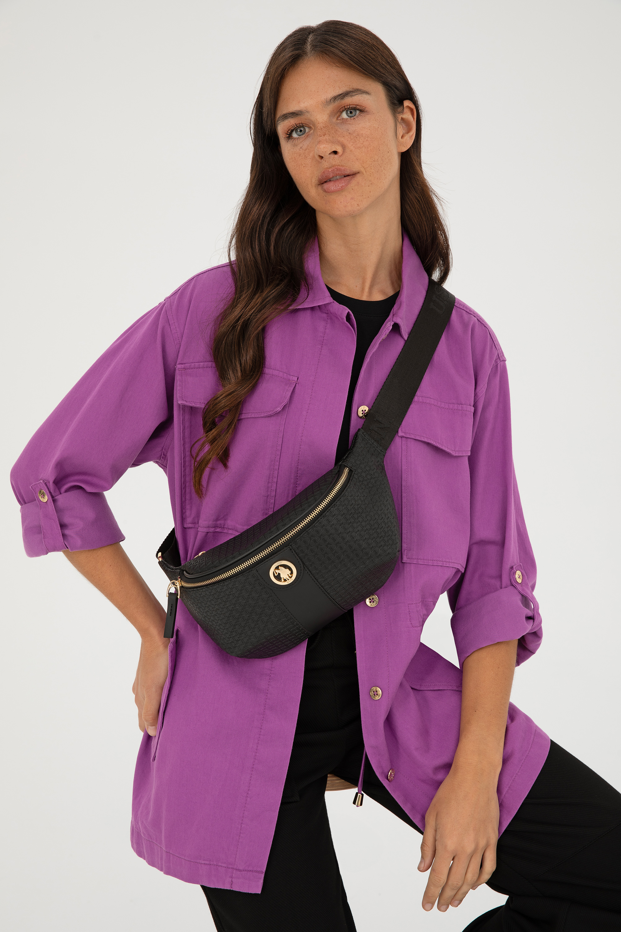 کیف کمری سیاه استاندارد فیت زنانه یو اس پولو | US POLO ASSN
