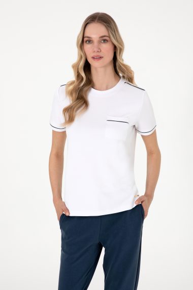 تی شرت یقه گرد  سفید  رگولار  زنانه یو اس پولو | US POLO ASSN