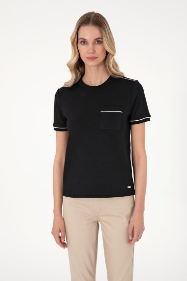 تی شرت یقه گرد  سیاه  رگولار  زنانه یو اس پولو | US POLO ASSN