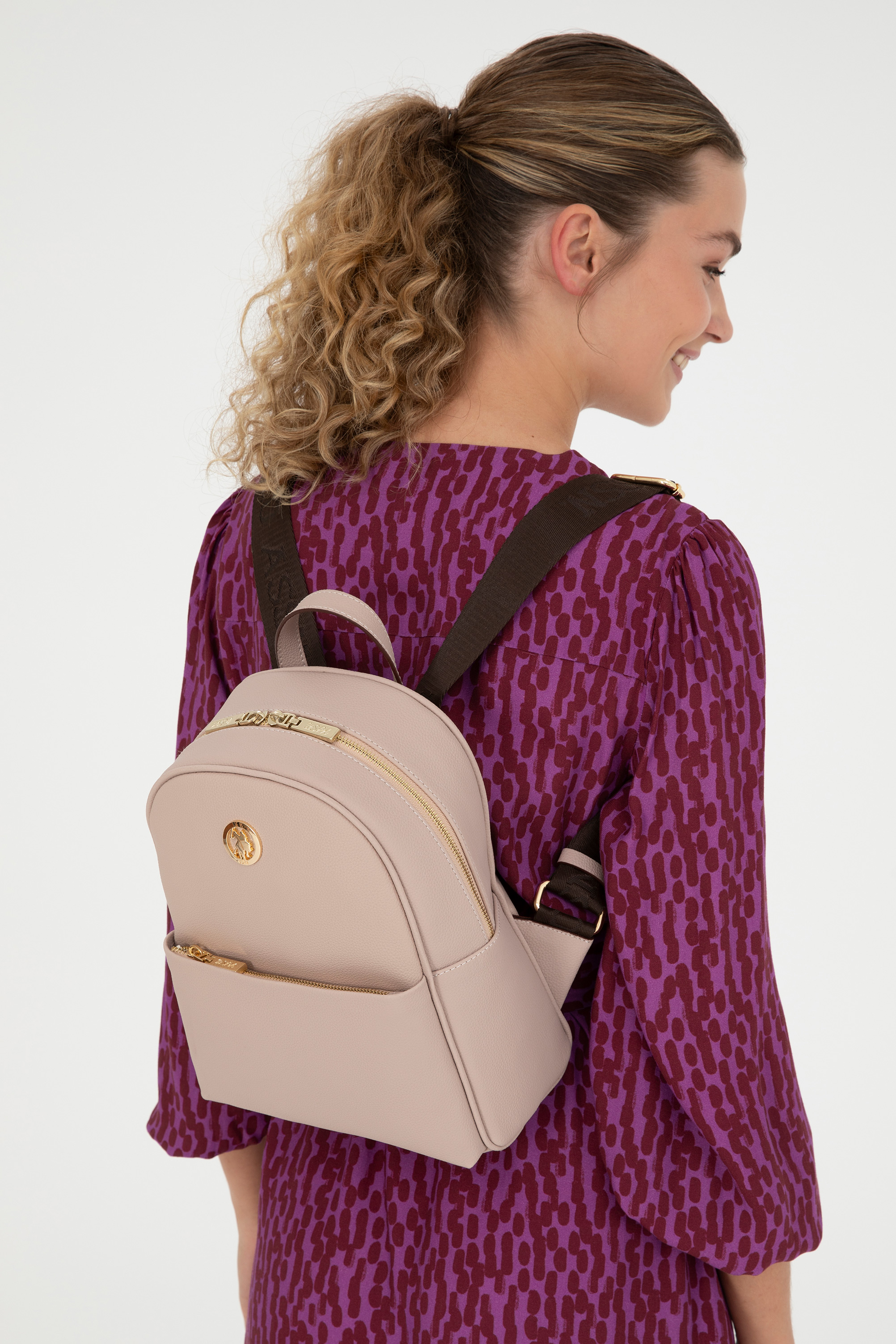 کوله پشتی کرمی استاندارد فیت زنانه یو اس پولو | US POLO ASSN