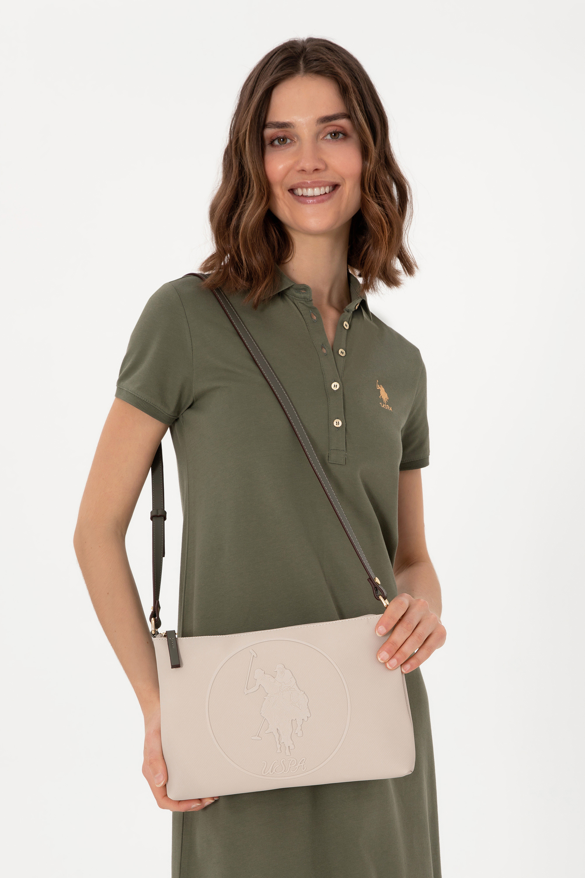 کیف رودوشی خاکستری استاندارد فیت زنانه یو اس پولو | US POLO ASSN