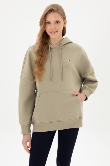 سویشرت  خاکی روشن  Oversize  زنانه یو اس پولو | US POLO ASSN