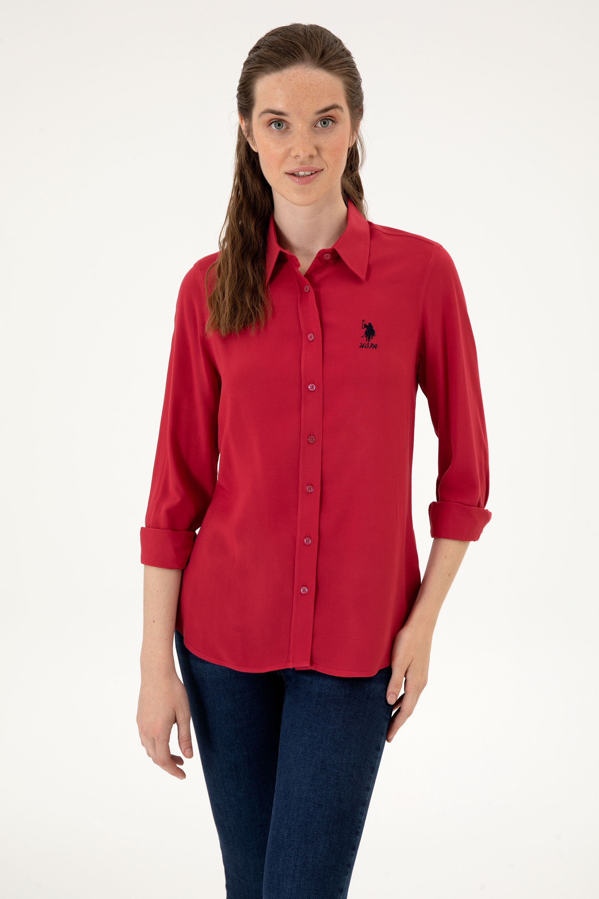 پیراهن قرمز اندامی زنانه یو اس پولو | US POLO ASSN