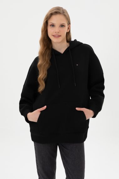 سویشرت هودی  سیاه  Oversize  زنانه یو اس پولو | US POLO ASSN