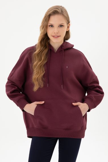 سویشرت هودی  آلبالویی  Oversize  زنانه یو اس پولو | US POLO ASSN