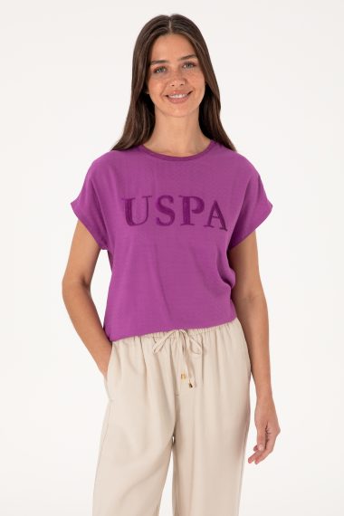 تی شرت یقه گرد  بنفش  رگولار  زنانه یو اس پولو | US POLO ASSN