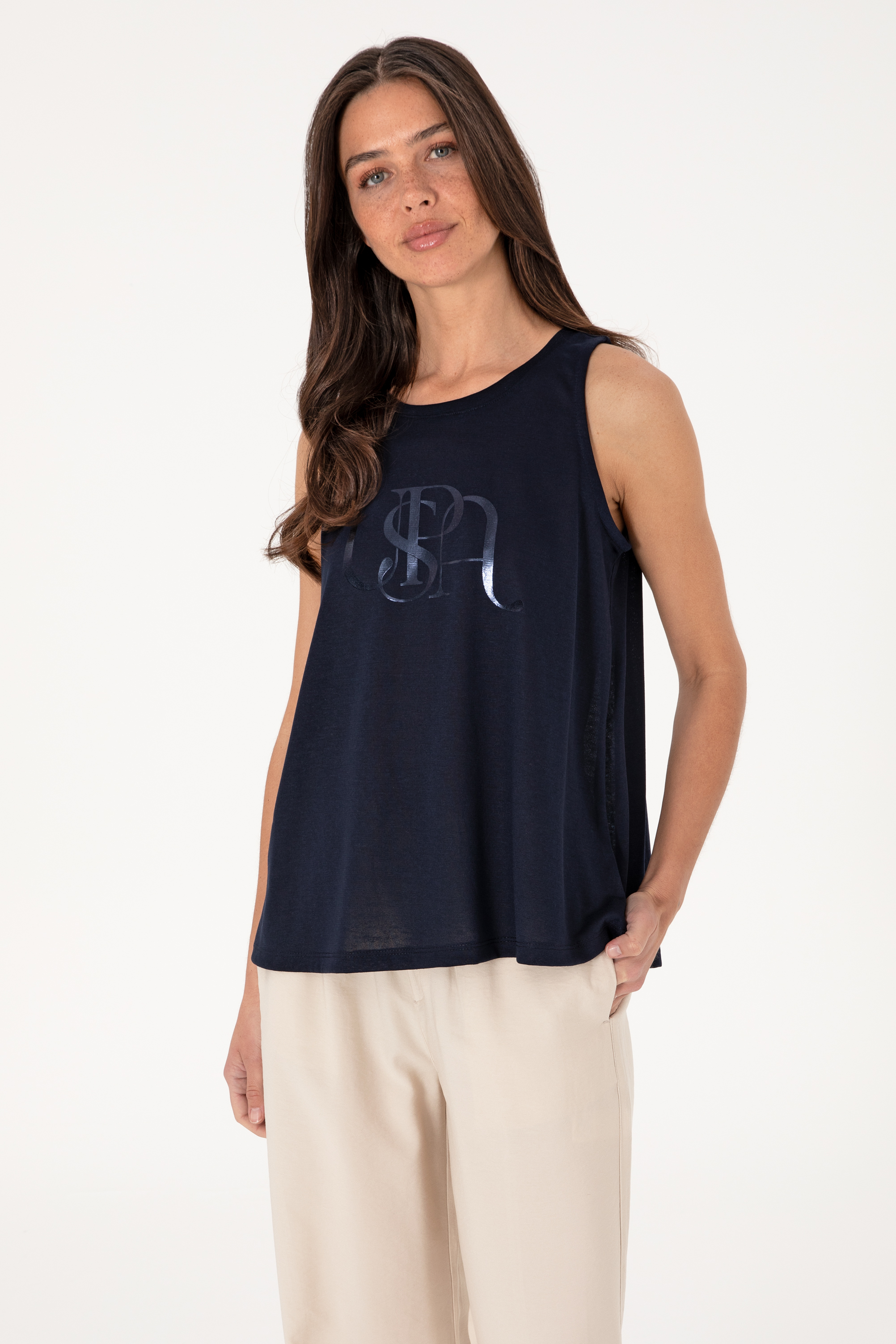 تی شرت یقه گرد لاجورد A-Form زنانه یو اس پولو | US POLO ASSN