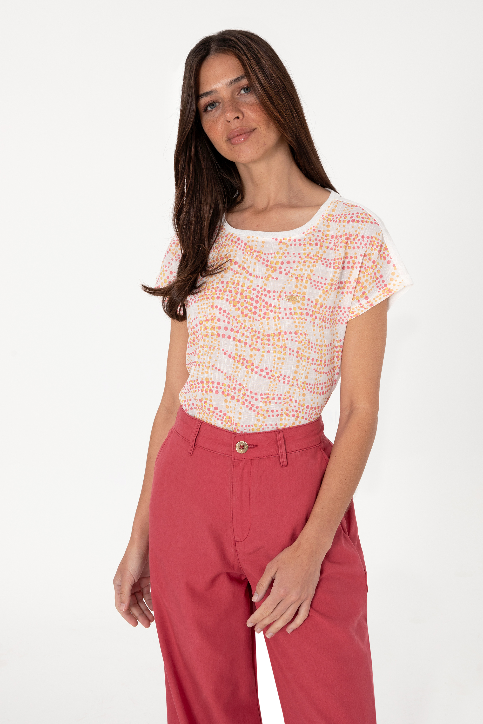 تی شرت یقه گرد زرد رگولار زنانه یو اس پولو | US POLO ASSN