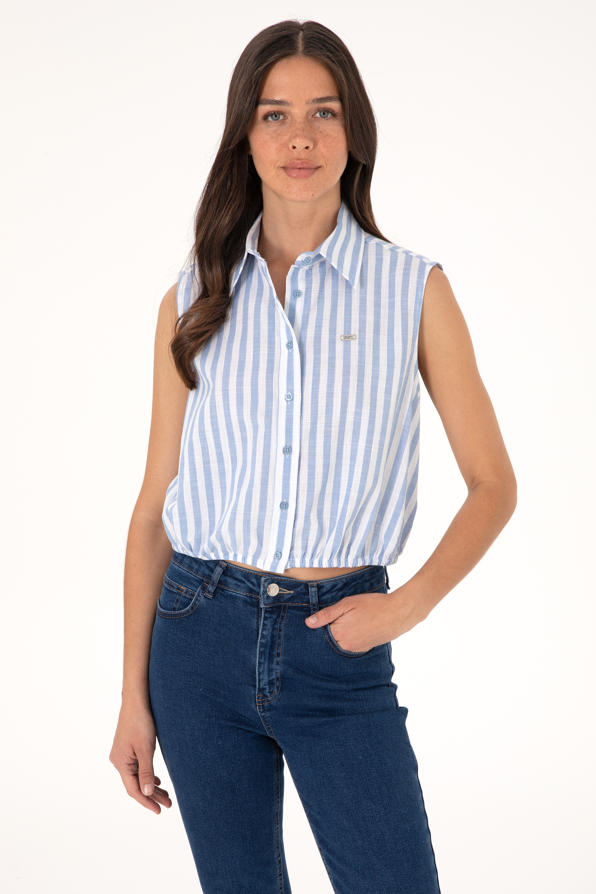 پیراهن آبی رگولار زنانه یو اس پولو | US POLO ASSN