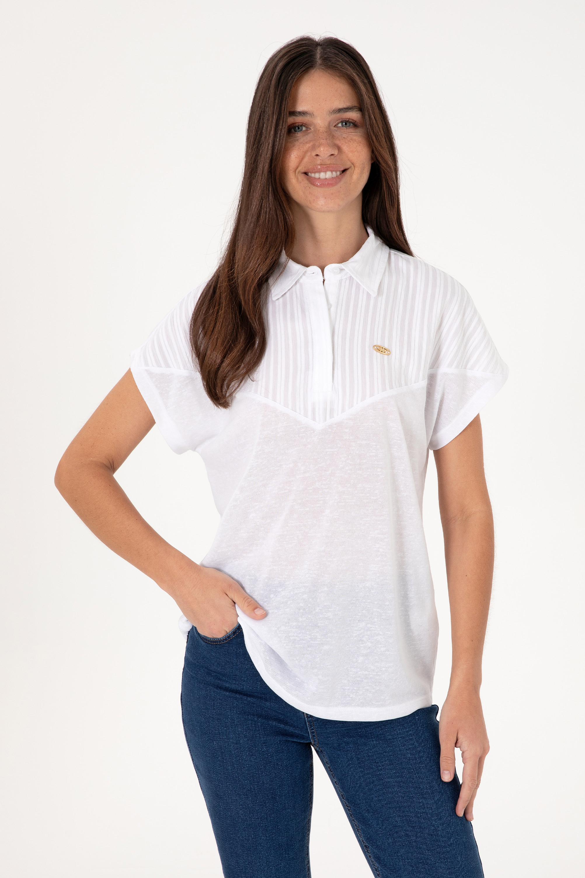 پولوشرت سفید رگولار زنانه یو اس پولو | US POLO ASSN