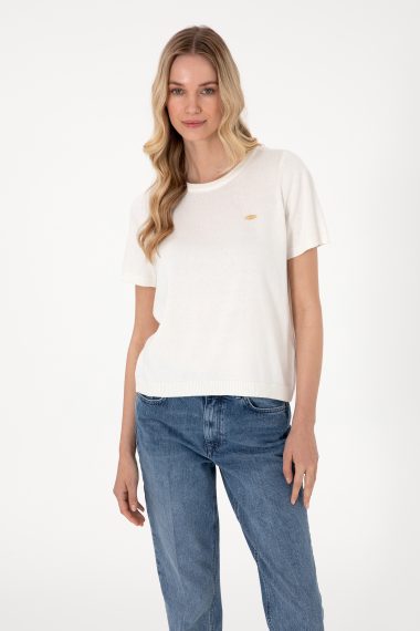 تی شرت تریکو یقه گرد  سفید  CROP  زنانه یو اس پولو | US POLO ASSN