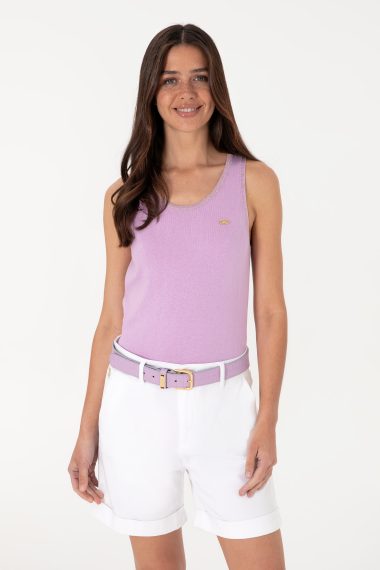 تی شرت تریکو یقه گرد  یاسی  اندامی  زنانه یو اس پولو | US POLO ASSN