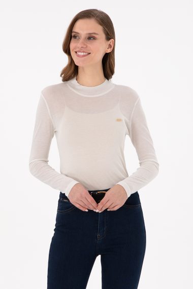 سویشرت یقه اسکی خاکستری  اندامی  زنانه یو اس پولو | US POLO ASSN
