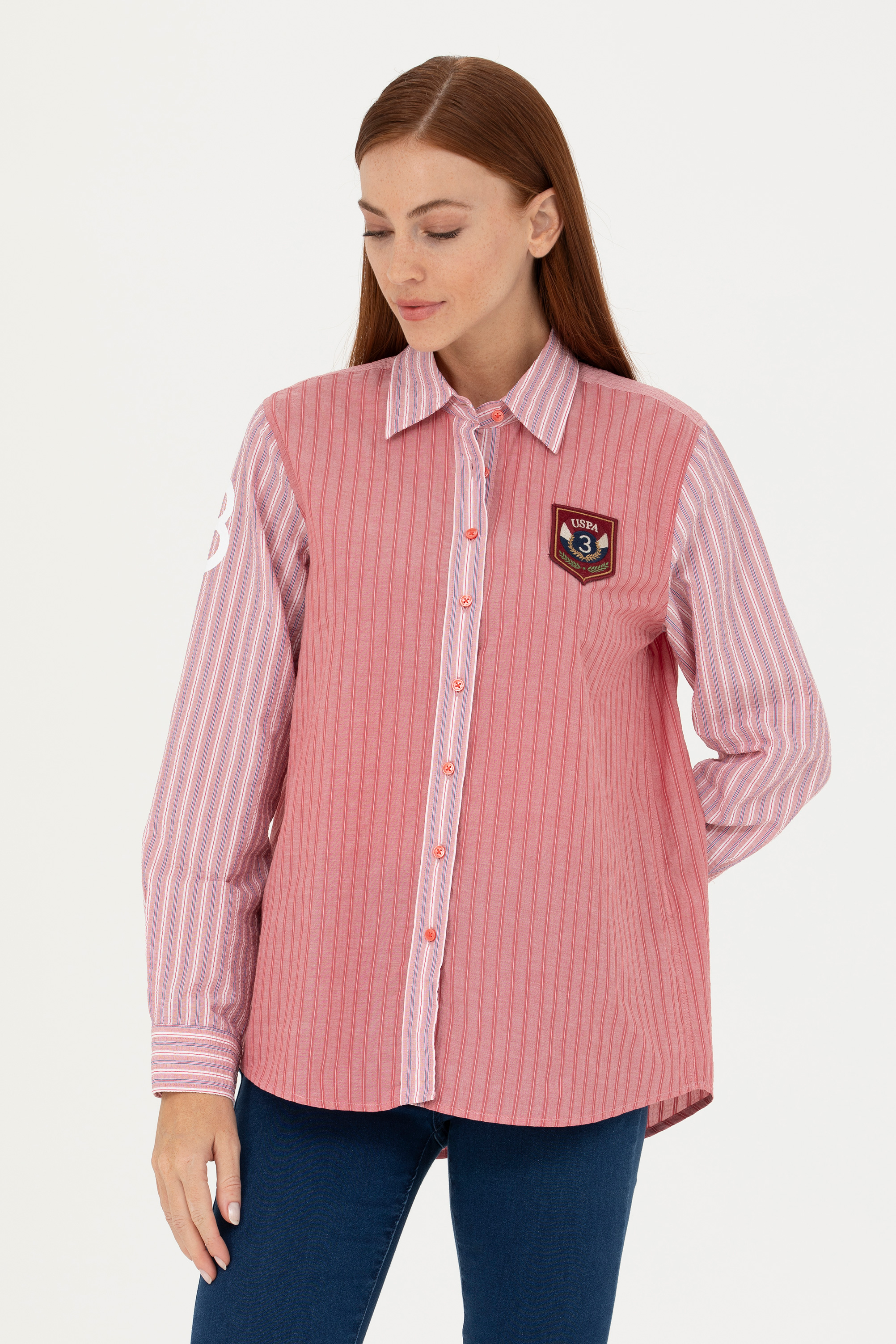 پیراهن قرمز ریلکس زنانه یو اس پولو | US POLO ASSN
