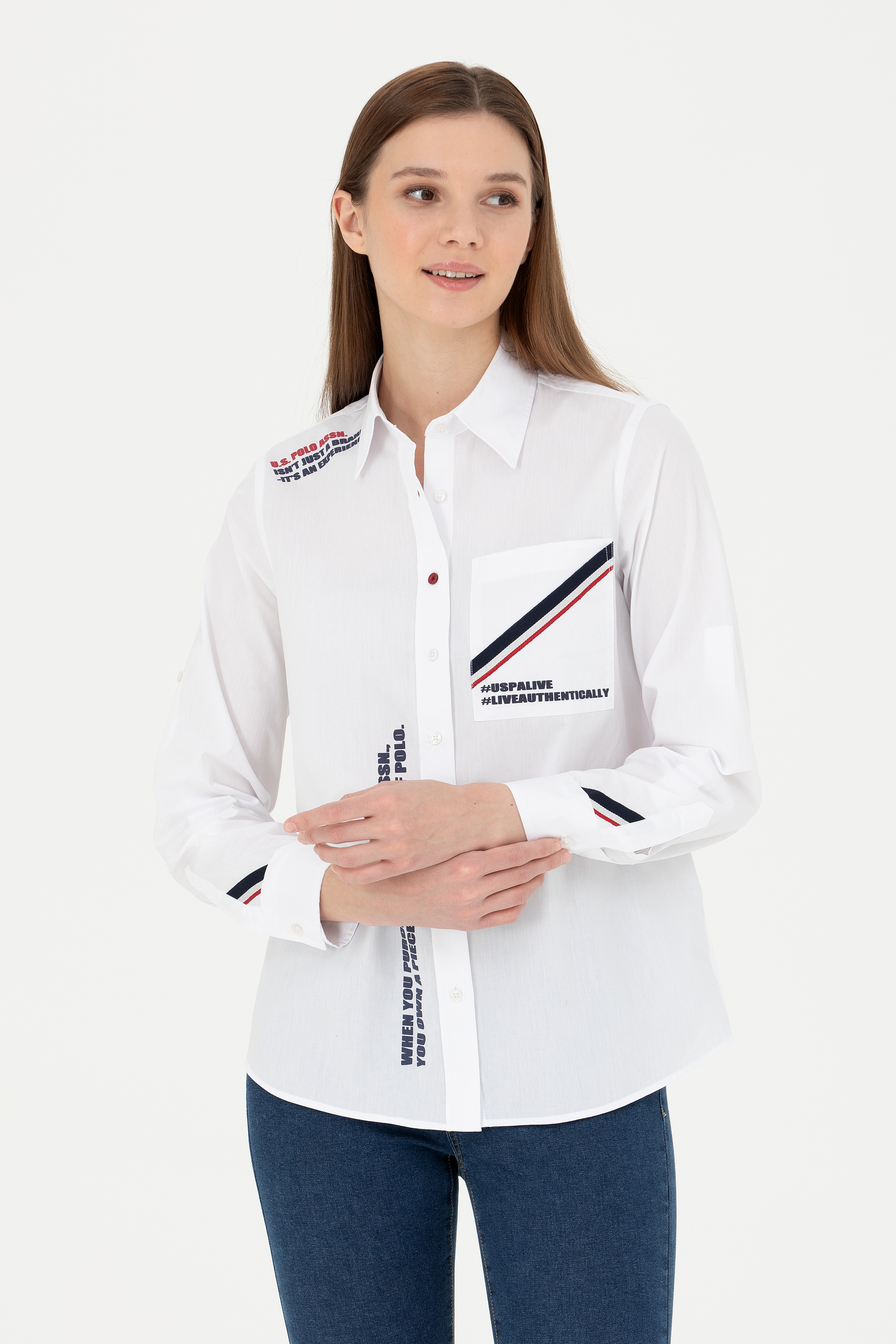 پیراهن سفید رگولار زنانه یو اس پولو | US POLO ASSN