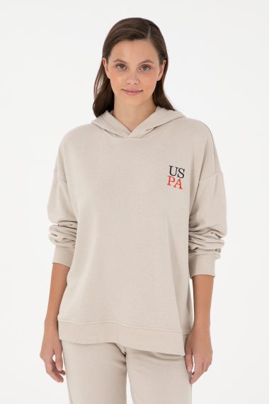 سویشرت هودی هودی خاکستری  Oversize آستین بلند زنانه یو اس پولو | US POLO ASSN