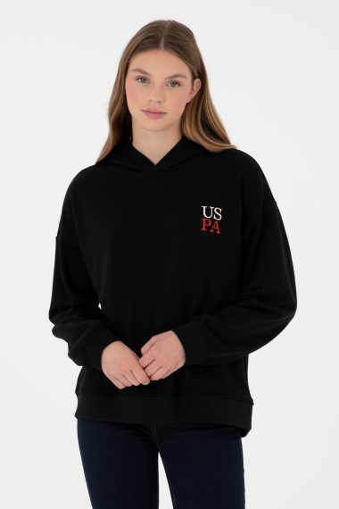 سویشرت هودی هودی سیاه  Oversize آستین بلند زنانه یو اس پولو | US POLO ASSN