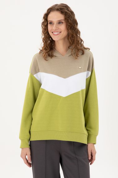 سویشرت هودی  سبز پسته ای  Oversize  زنانه یو اس پولو | US POLO ASSN
