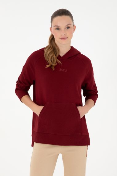 سویشرت هودی  بورگاندی  ریلکس  زنانه یو اس پولو | US POLO ASSN