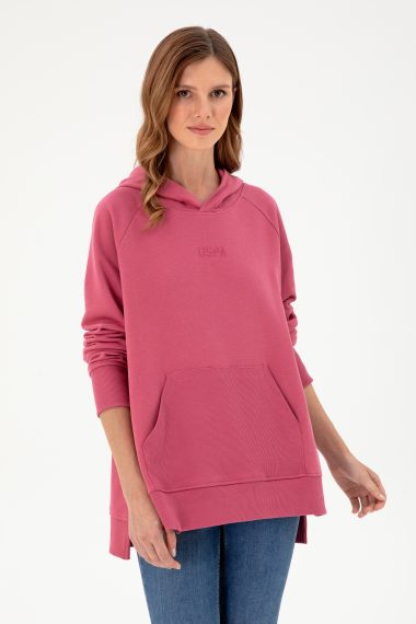 سویشرت هودی  صورتی تیره  ریلکس  زنانه یو اس پولو | US POLO ASSN