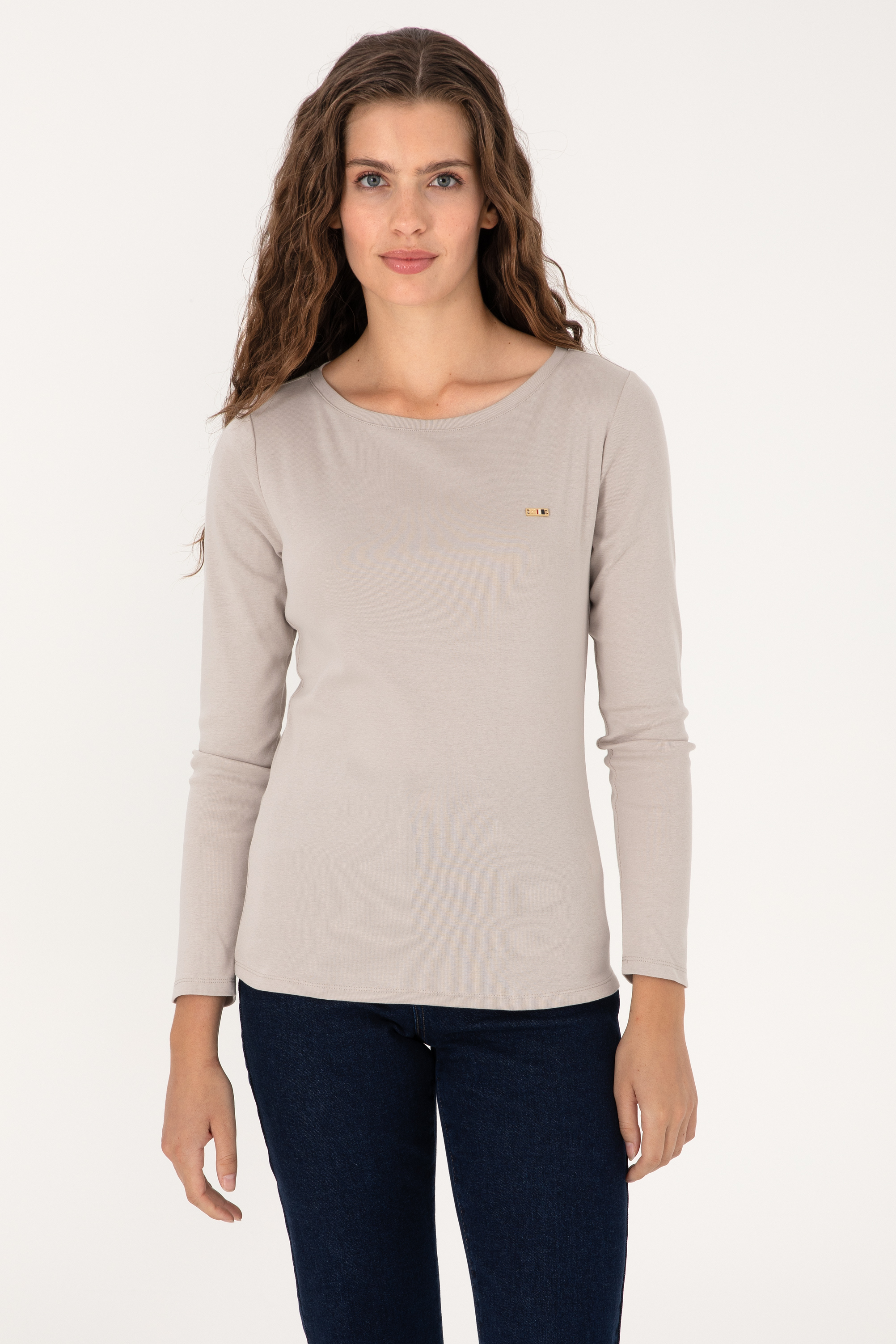 سویشرت خاکستری اندامی زنانه یو اس پولو | US POLO ASSN