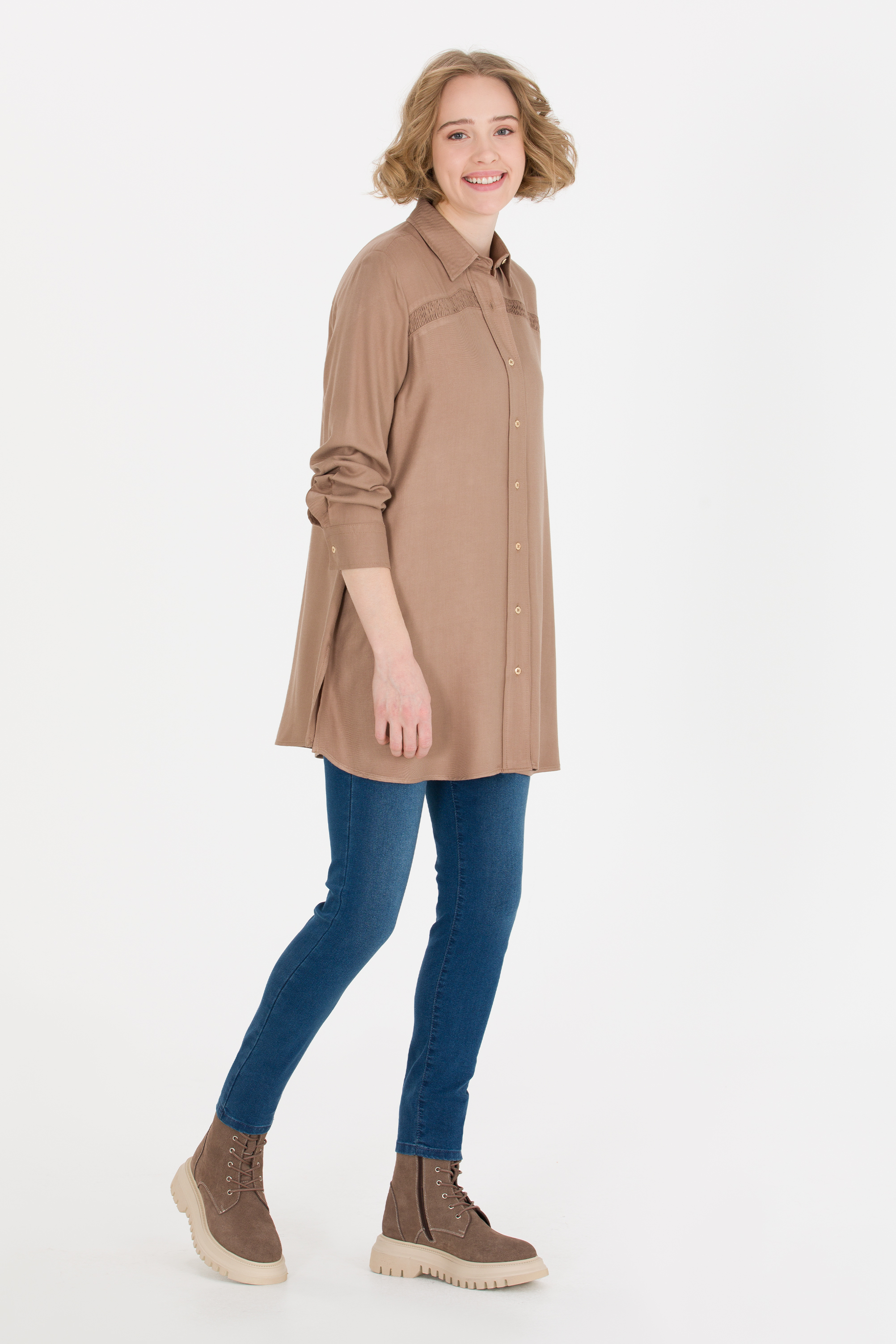 شلوار جین سورمه ای روشن اسکینی فاق بلند زنانه یو اس پولو | US POLO ASSN