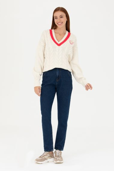 شلوار جین  آبی تیره  MOM HIGH WAIST  زنانه یو اس پولو | US POLO ASSN