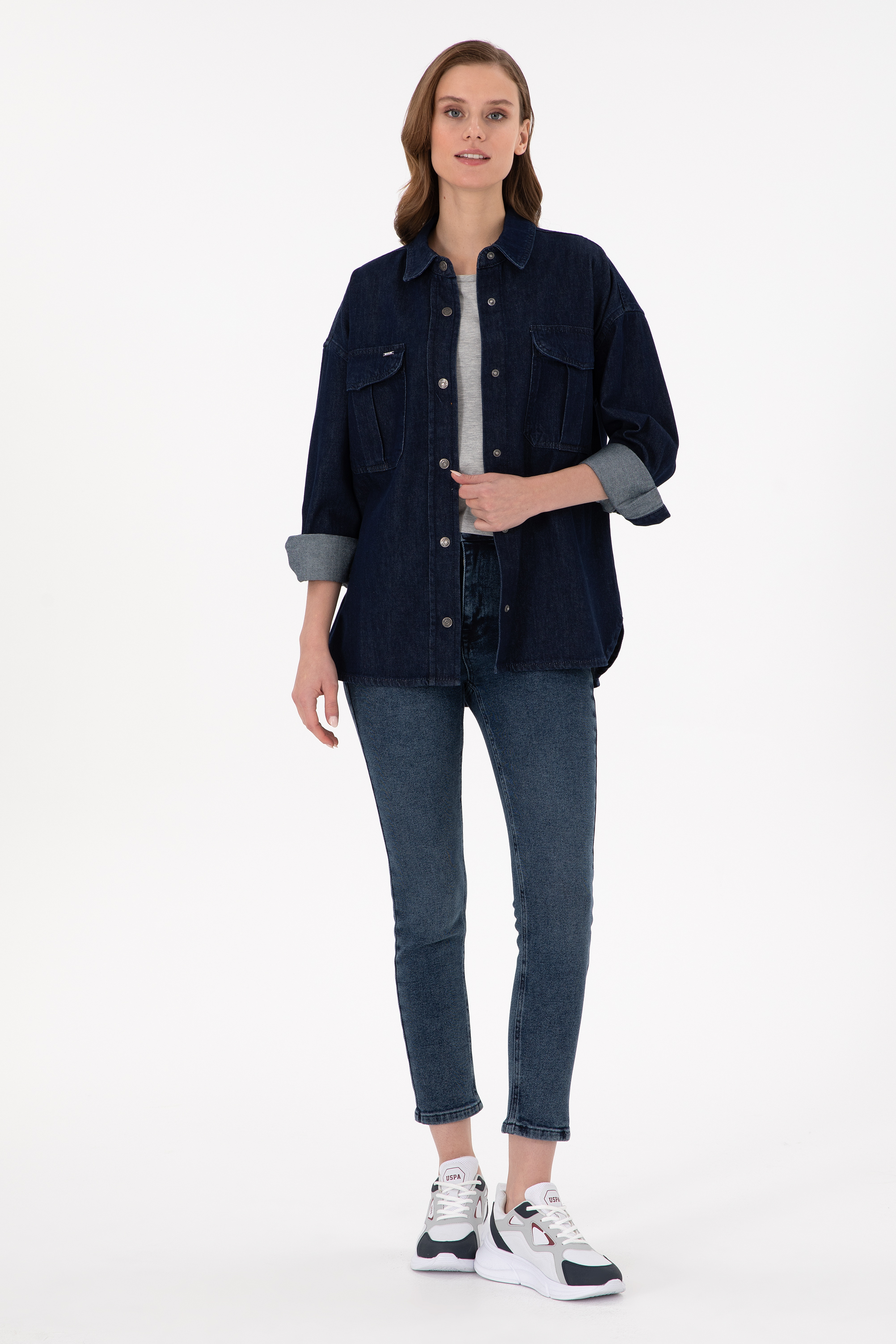 شلوار جین آبی تیره SLIM HIGT WAIST زنانه یو اس پولو | US POLO ASSN