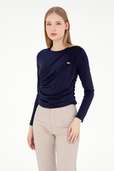 سویشرت یقه گرد یقه گرد لاجورد  Ex.Slim آستین بلند زنانه یو اس پولو | US POLO ASSN
