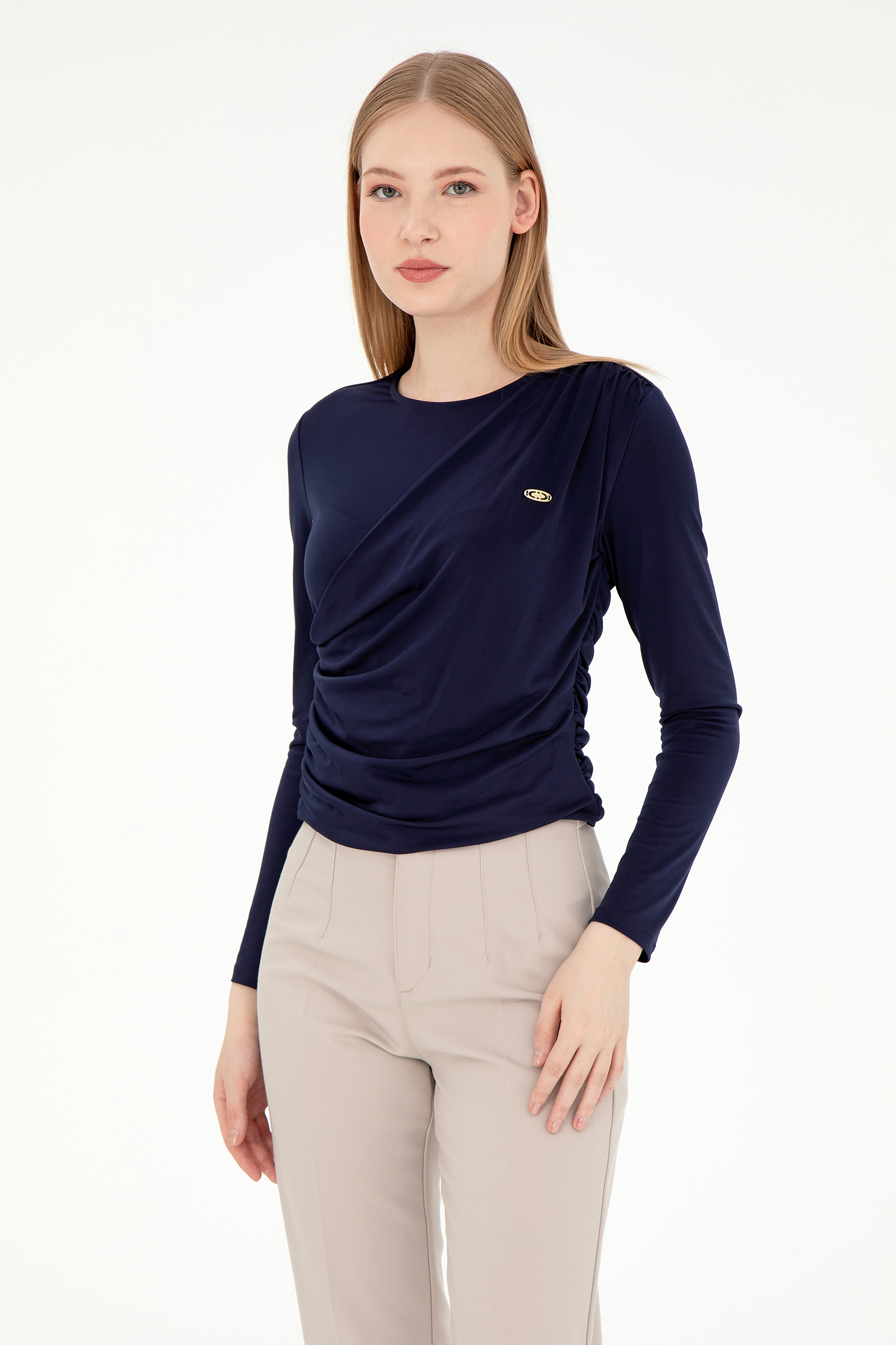 سویشرت یقه گرد یقه گرد لاجورد Ex.Slim آستین بلند زنانه یو اس پولو | US POLO ASSN