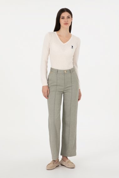 شلوار کانواس  خاکی  راسته  زنانه یو اس پولو | US POLO ASSN