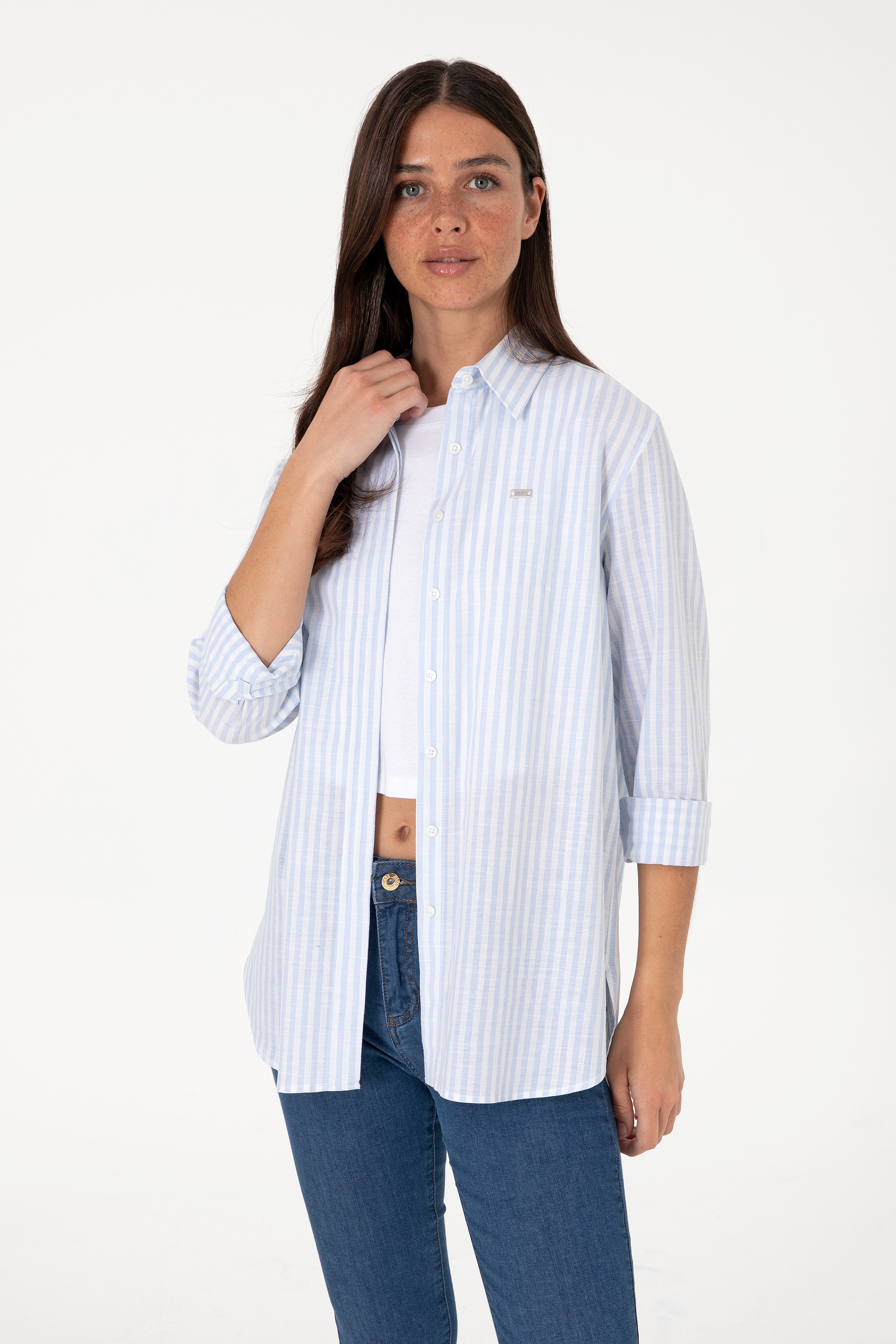 پیراهن تونیک سورمه ای روشن ریلکس زنانه یو اس پولو | US POLO ASSN