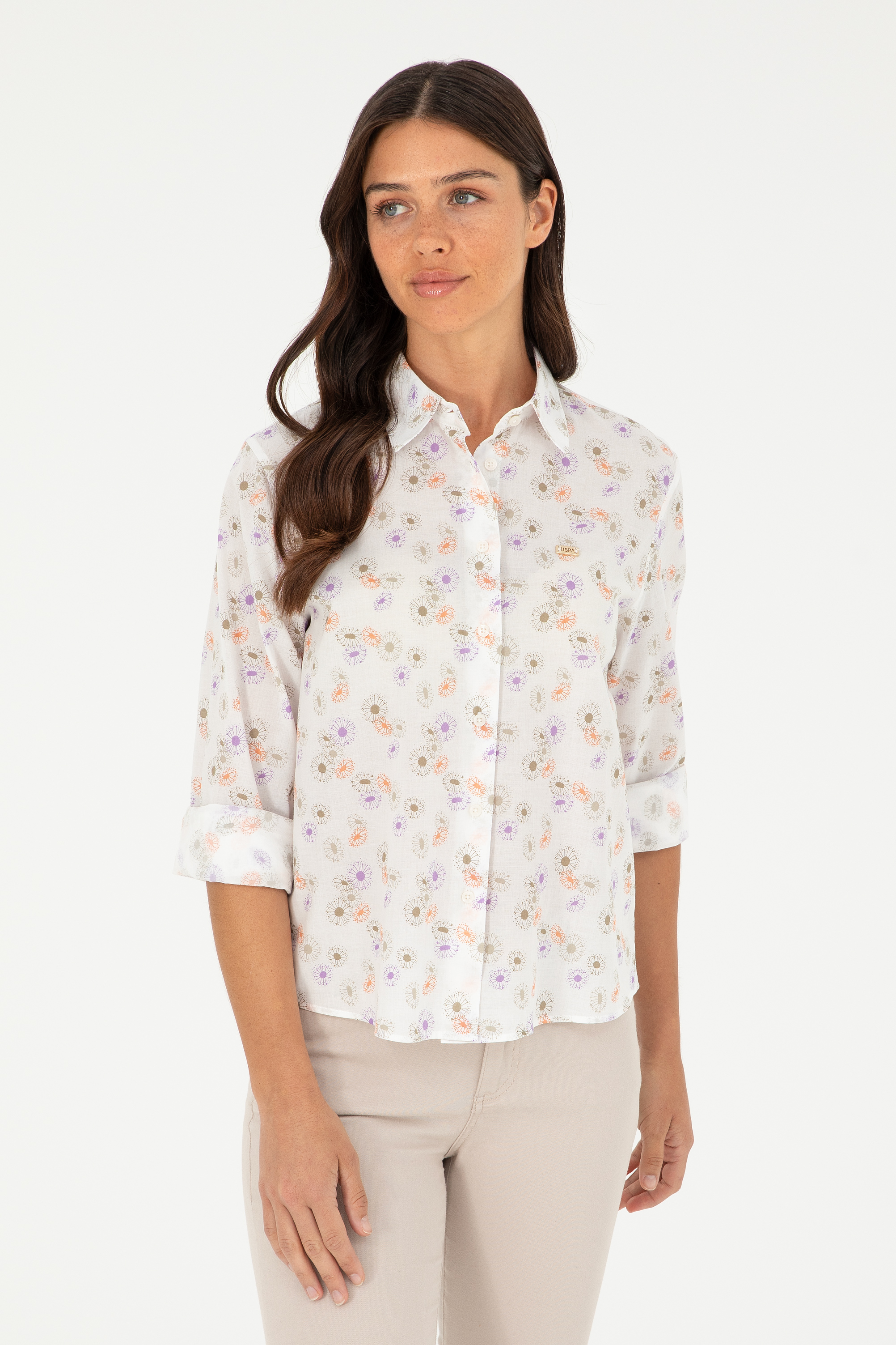 پیراهن خاکی رگولار زنانه یو اس پولو | US POLO ASSN