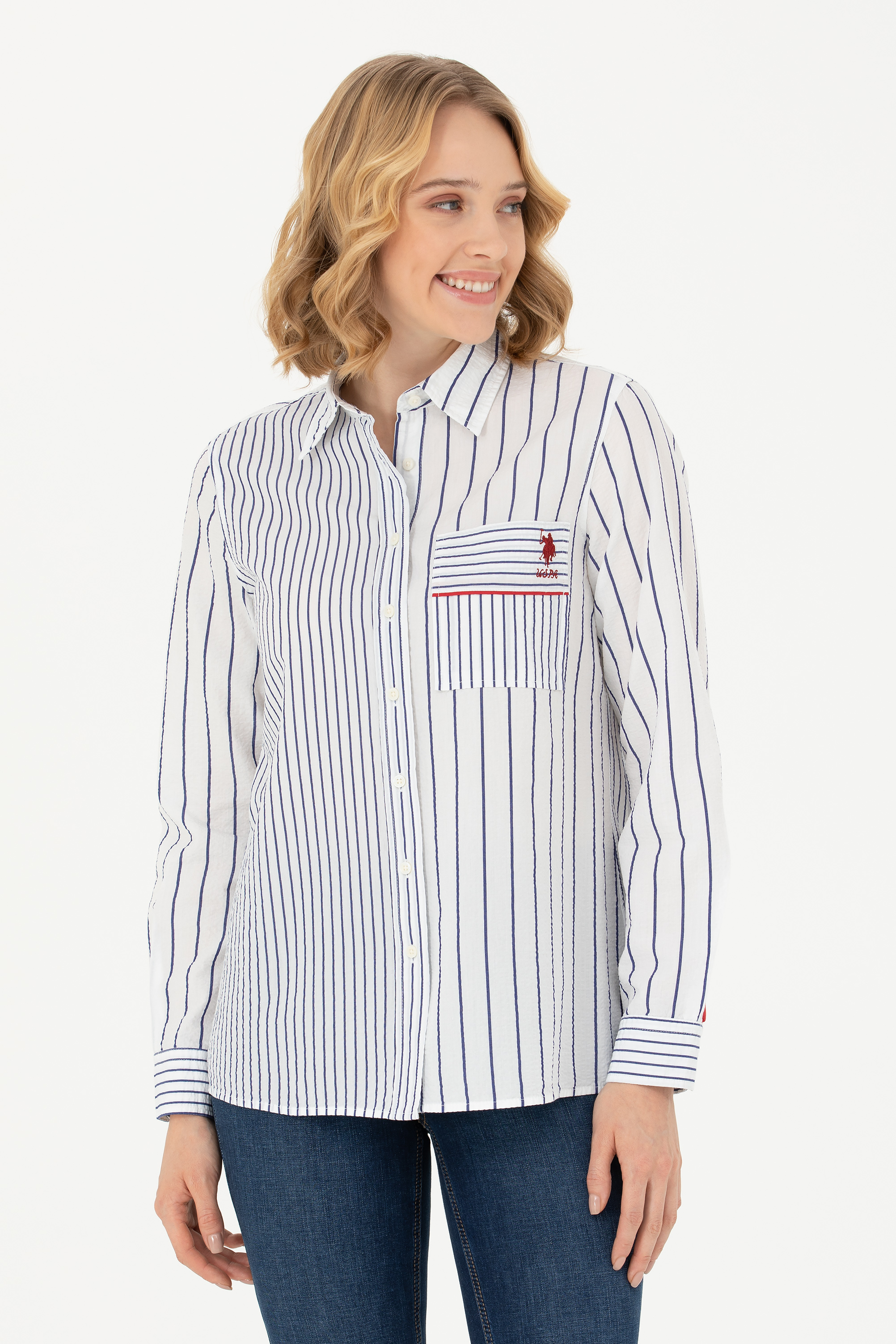 پیراهن سفید رگولار زنانه یو اس پولو | US POLO ASSN