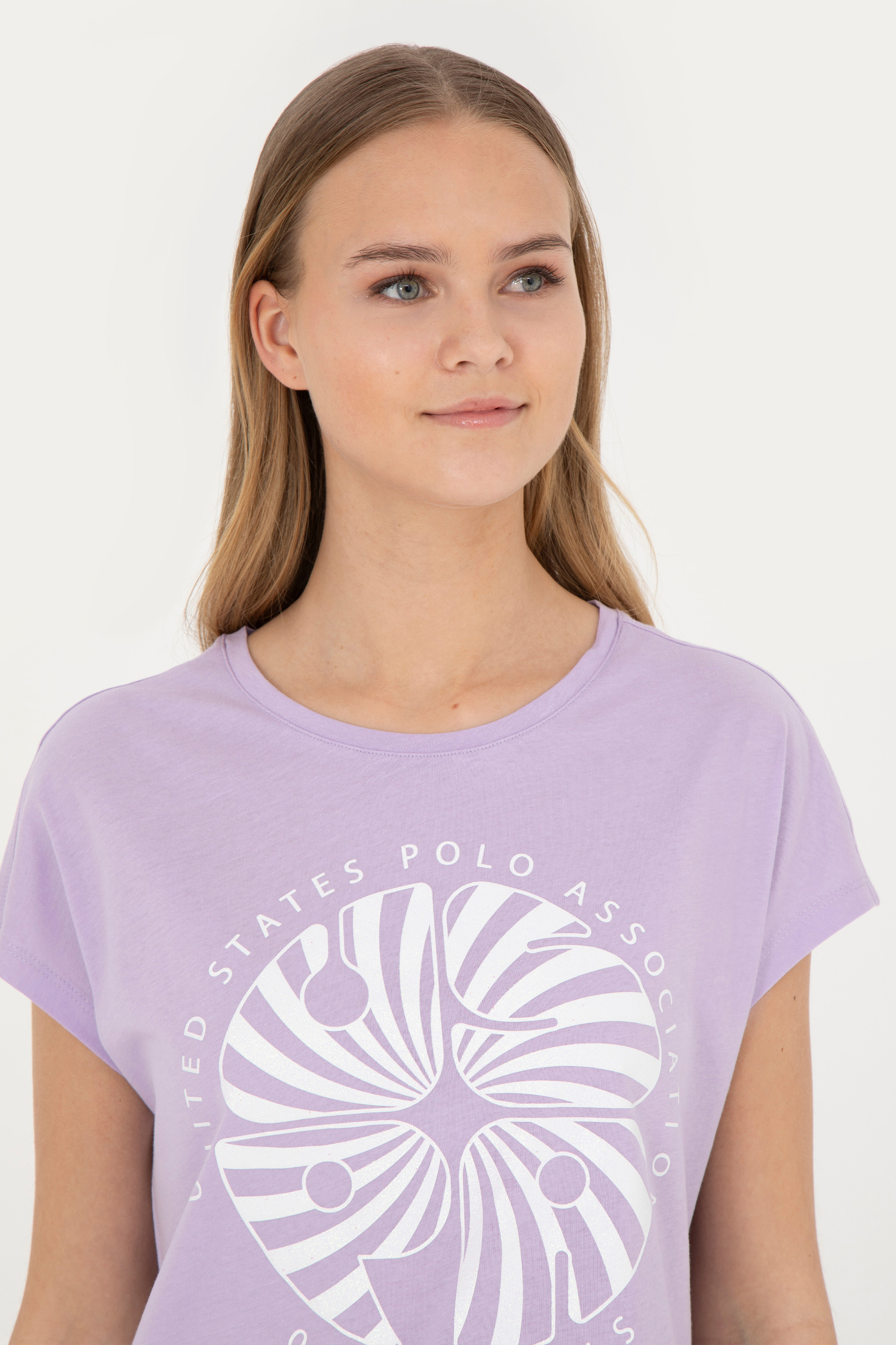 تی شرت یقه گرد یقه گرد یاسی رگولار زنانه یو اس پولو | US POLO ASSN