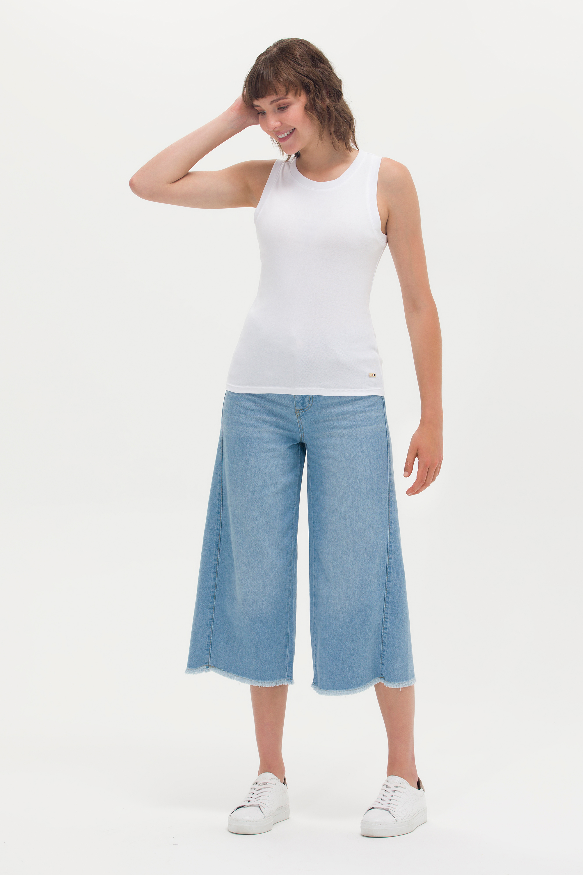 شلوار جین سورمه ای روشن Flare Cropped زنانه یو اس پولو | US POLO ASSN