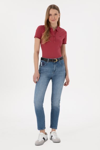 شلوار جین  آبی  SLIM HIGT WAIST  زنانه یو اس پولو | US POLO ASSN