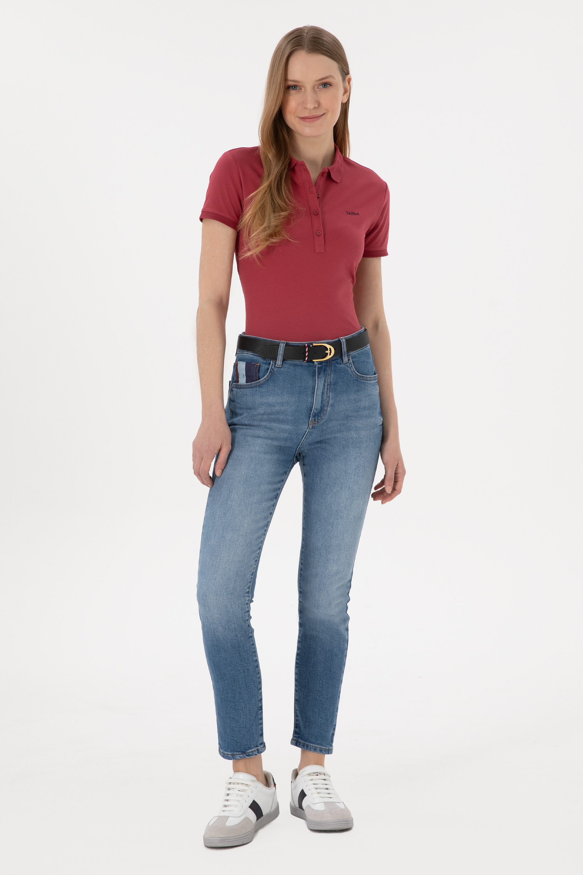 شلوار جین آبی SLIM HIGT WAIST زنانه یو اس پولو | US POLO ASSN