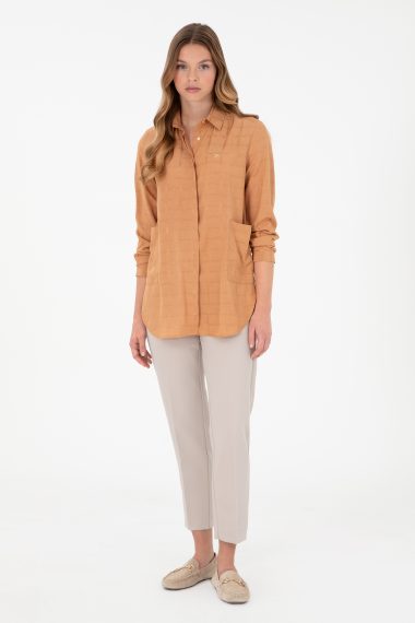شلوار کانواس  خاکستری  هویجی فاق بلند  زنانه یو اس پولو | US POLO ASSN