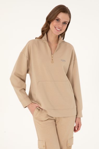 سویشرت  کرمی  ریلکس  زنانه یو اس پولو | US POLO ASSN