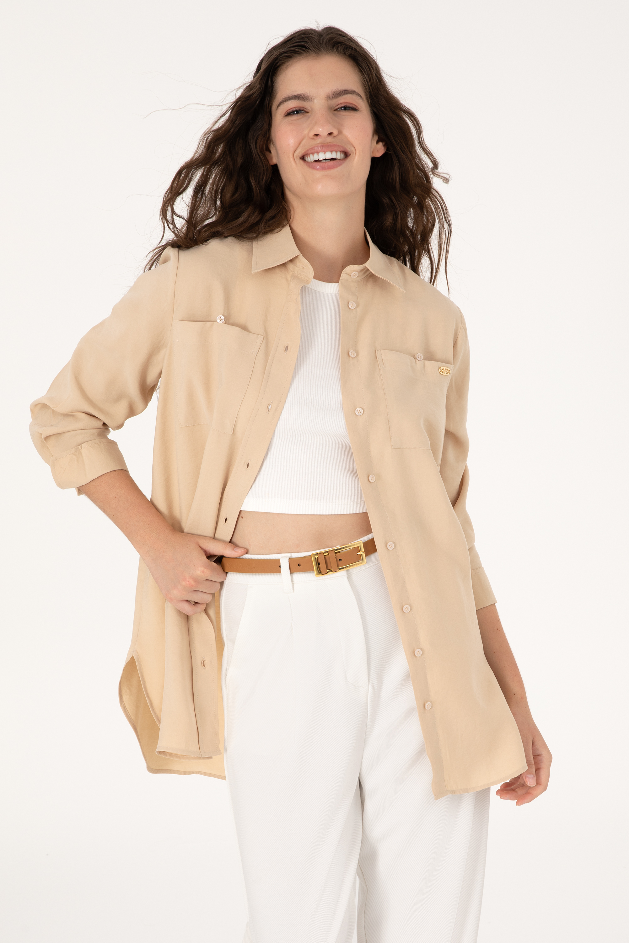 پیراهن خاکستری رگولار زنانه یو اس پولو | US POLO ASSN