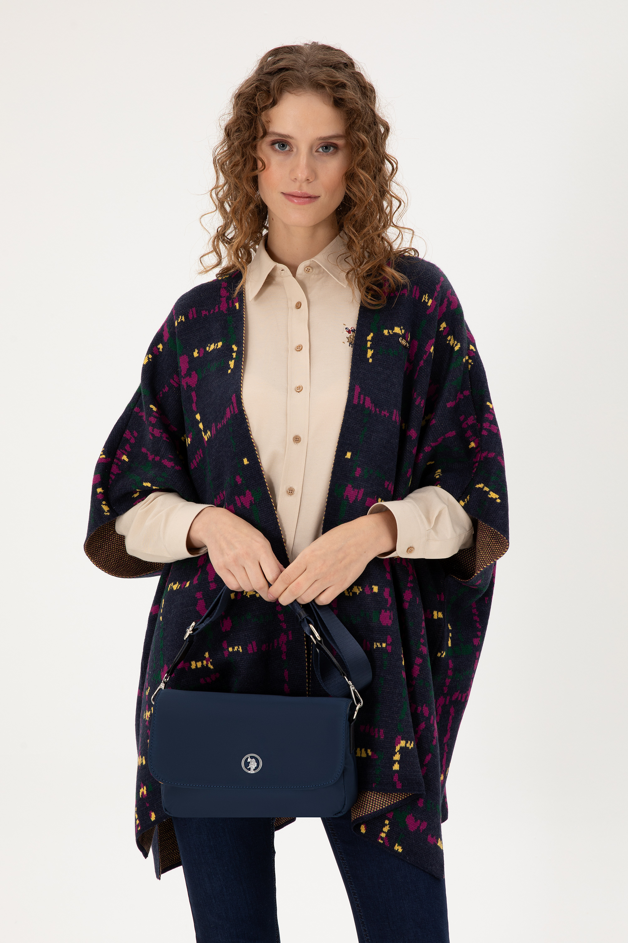 کیف رودوشی کپیتون لاجورد استاندارد فیت زنانه یو اس پولو | US POLO ASSN