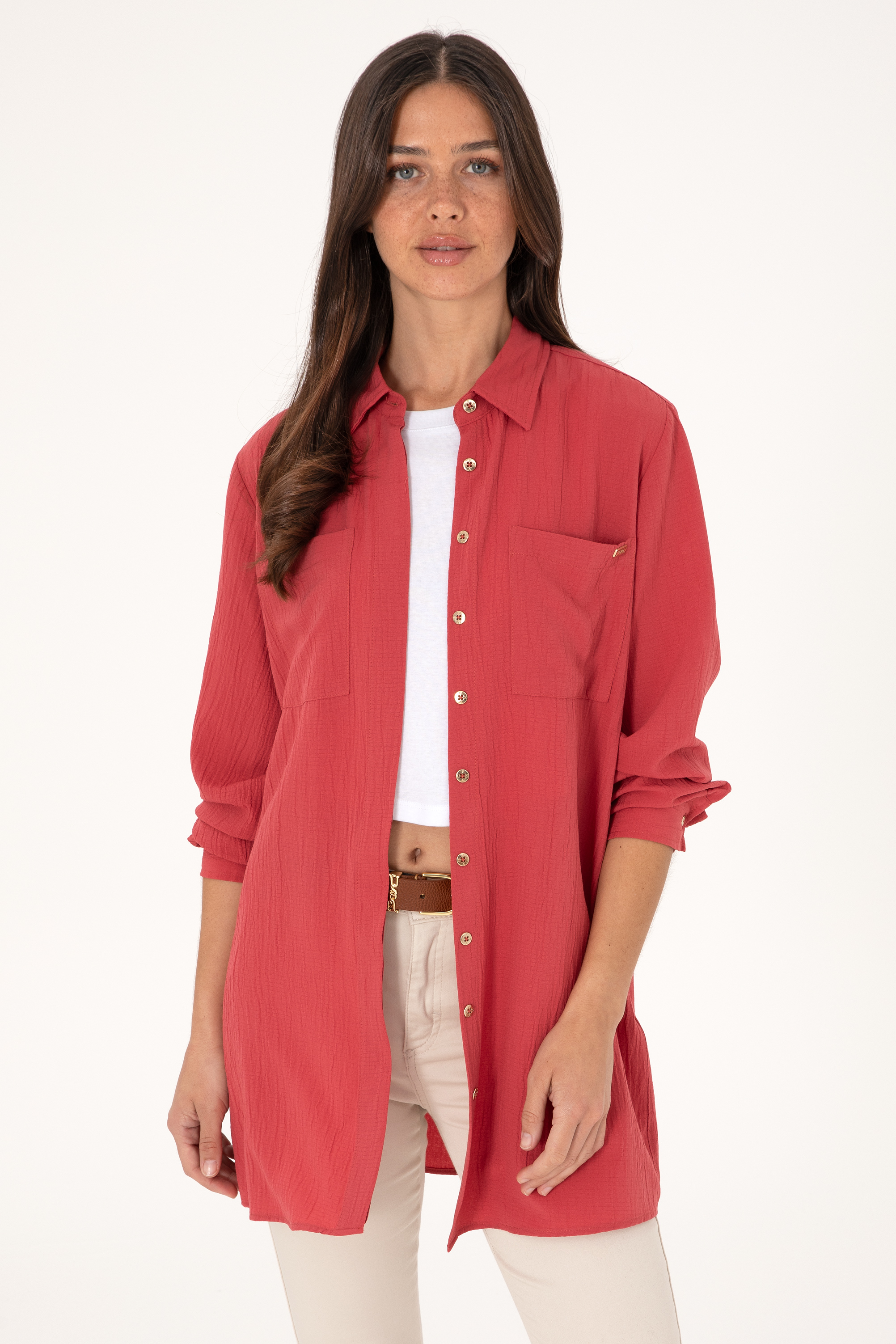 پیراهن آلبالویی رگولار زنانه یو اس پولو | US POLO ASSN