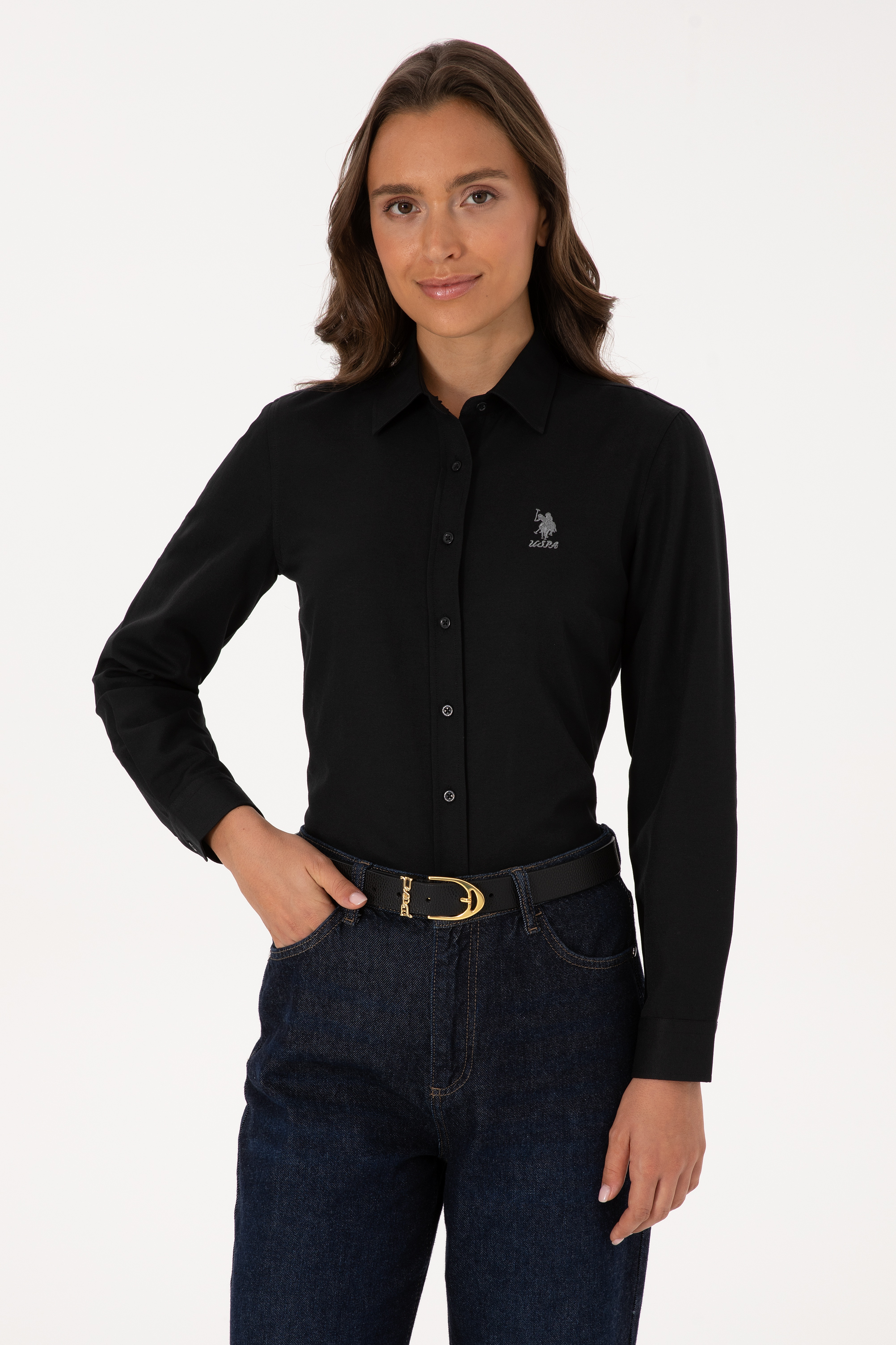 پیراهن سیاه اندامی زنانه یو اس پولو | US POLO ASSN