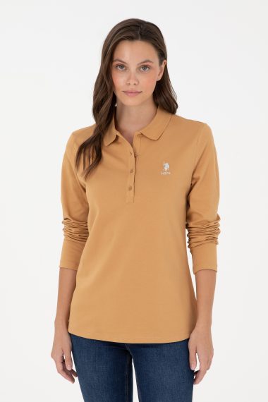 سویشرت یقه پولو شتری  اندامی آستین بلند زنانه یو اس پولو | US POLO ASSN