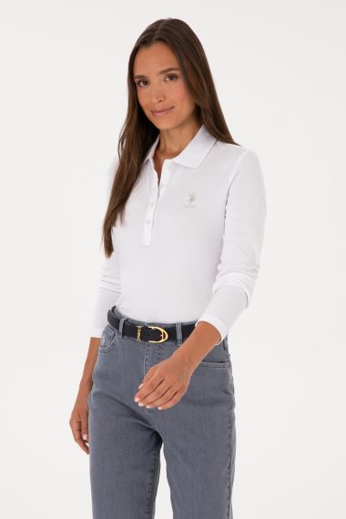 سویشرت  سفید  اندامی  زنانه یو اس پولو | US POLO ASSN