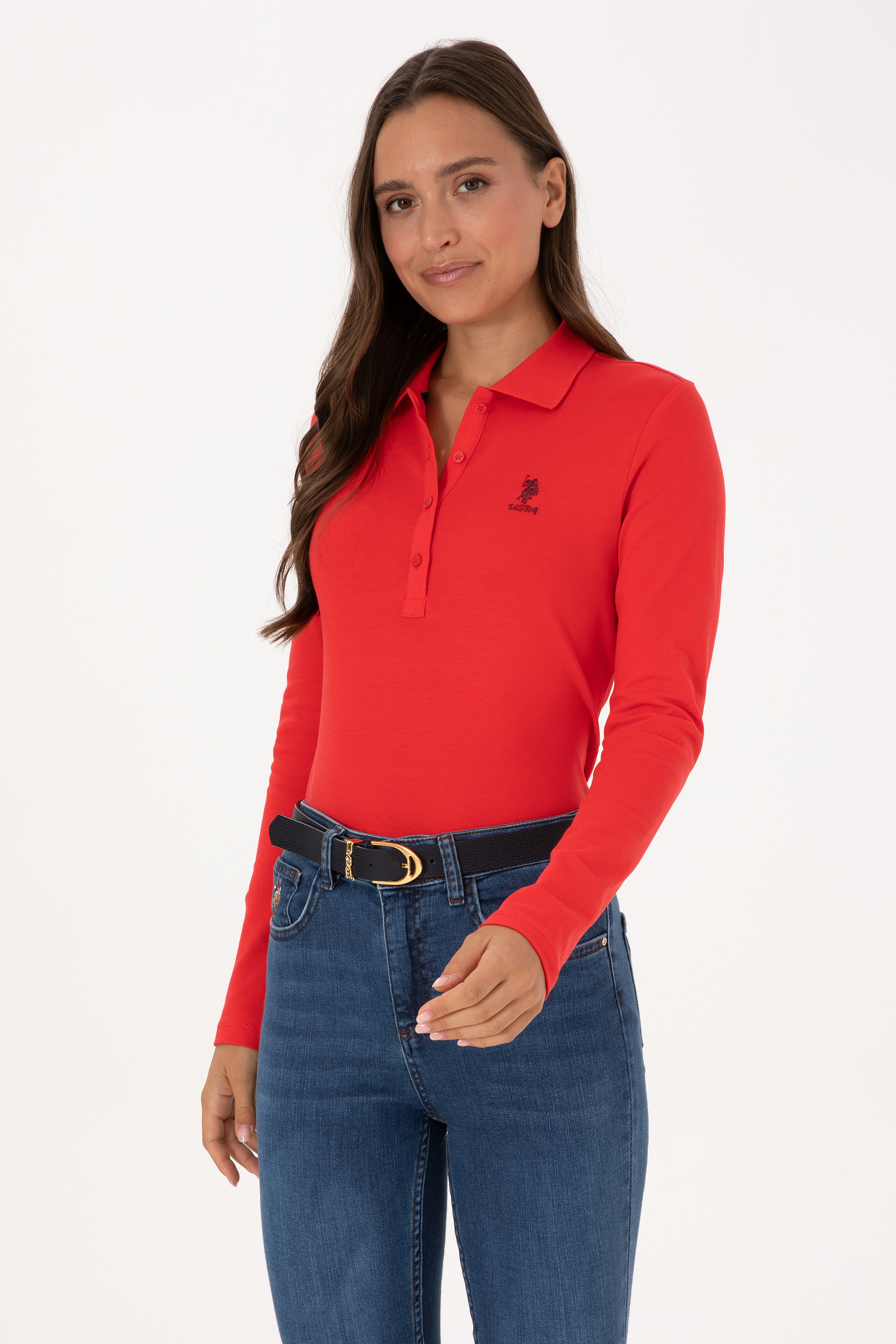 سویشرت قرمز اندامی زنانه یو اس پولو | US POLO ASSN