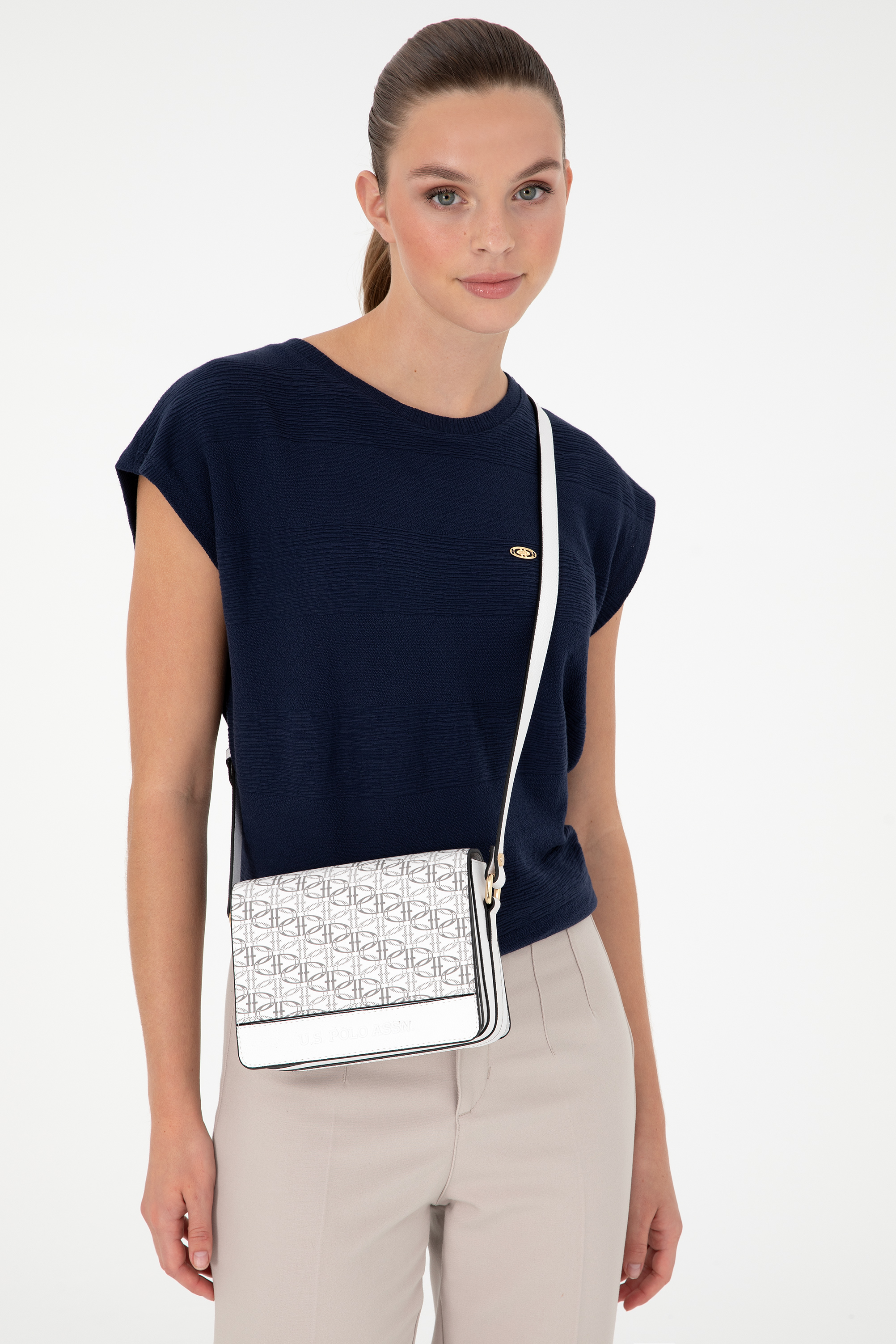 کیف رودوشی سفید استاندارد فیت زنانه یو اس پولو | US POLO ASSN