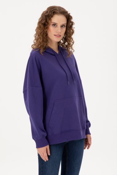 سویشرت هودی بیسیک  بنفش  Oversize  زنانه یو اس پولو | US POLO ASSN