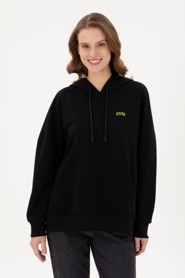 سویشرت هودی بیسیک  سیاه  Oversize  زنانه یو اس پولو | US POLO ASSN